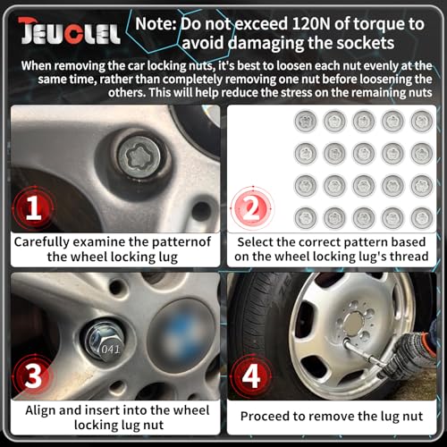 041 Wheel Locking Nut Key Socket Compatible with BMW Series, (Socket OD 29mm - ID 25mm), Wheel Anti-Theft Lug Nut Removal Tool, Anti-Theft Screw Remover - color: Socket 041