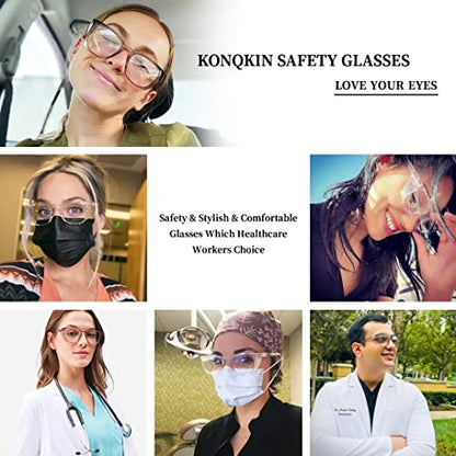 Safety glasses Goggles Nurses Protective Eyewear - Anti Fog Square Frame Stylish Clear Glasses for Women Men - color: A09-clear