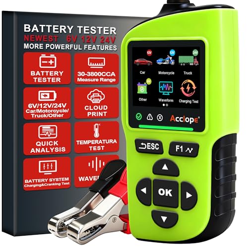BT90 PRO 2-360Ah Battery Tester with Cloud Printing, 30-3800 CCA, 6V/12V/24V Digital Analyzer, SOH/SOC/Volt/Res/Cranking&Charging Test, Real‑Time Ambient Temp, AGM/EFB/Gel/Li - color: GREEN