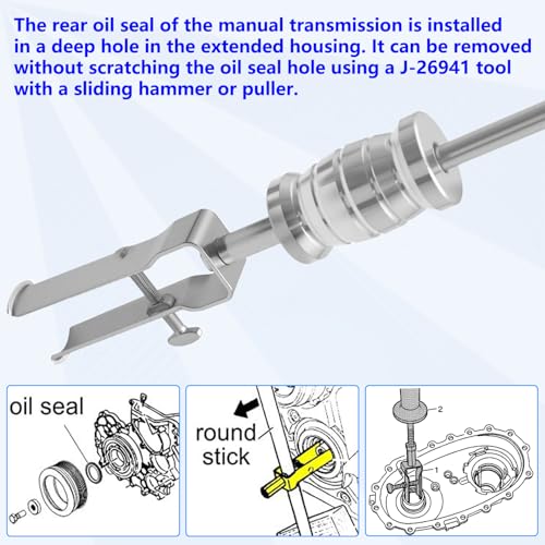 ZKTOOL 4PCS J-26941、J-29369-1、J-29369-2 Bushing & Bearing Remover Stroke Range 15-40mm, Universal Bushing & Needle Bearing Removers Kit, Multi-Functional Oil Seal Puller, with a Slide Hammer
