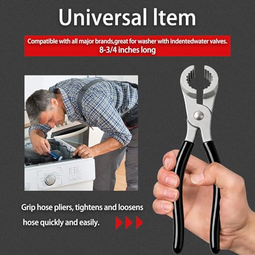 Washer Hose Pliers THP-1 – Zinc Alloy Hose Clamp Tool for Washing Machine Inlet/Outlet Hoses – BLACK Handle Replacement for 20001120 - color: Black