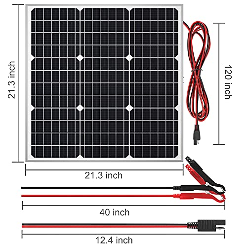 SOLPERK Solar Panel Kit 50W 12V, Waterproof Solar Battery Trickle Charger Maintainer + Waterproof Controller + Adjustable Mount Bracket for Boat Car RV Motorcycle(Without Mounting Bracket) - size: 50W PWM+Load Kit