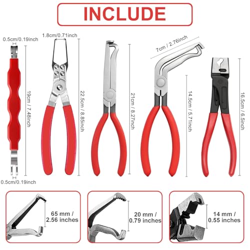 5 Pieces Electrical Disconnect Pliers for Cars, Automotive Electrical Plug Connector Disconnect Tool, Connector Separator, Hose Clamp and Relay Puller Plier for All Cars
