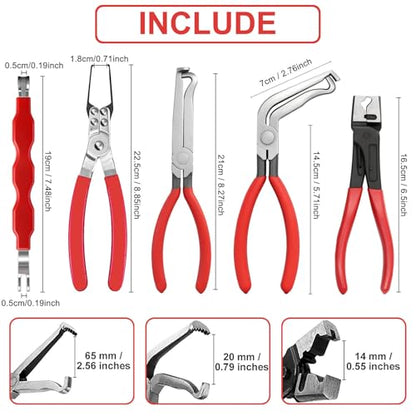 5 Pieces Electrical Disconnect Pliers for Cars, Automotive Electrical Plug Connector Disconnect Tool, Connector Separator, Hose Clamp and Relay Puller Plier for All Cars