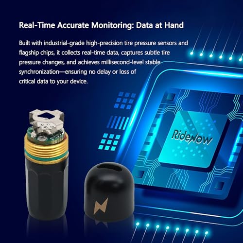 RideNow Tire Pressure Monitoring System T1, Accurate Tire Pressure Detection, Long Battery Life, Support APP/Garmin Cycling Computers Display for Road & MTB Cycling Safety - color: Black