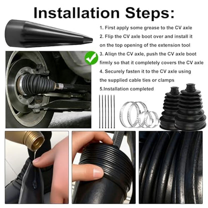 2PCS CV Boot Repair Kit with Expander Tool & Clamps, Silicone CV Axle Boot Repair Kit for for Protect Axle, Universal CV Joint Boot Dustproof and Waterproof Fits for Most Cars