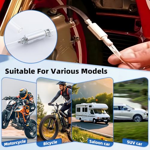 Brake Bleeder Hose - One Way Check Valve Tube Bleeding Tool Kit, Universal Brake Fluid Bleeder Kit for Motorcycle Clutch, Soft Tube with Metal Clips, Break Bleeder Kit (4pcs)