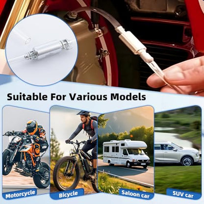 Brake Bleeder Hose - One Way Check Valve Tube Bleeding Tool Kit, Universal Brake Fluid Bleeder Kit for Motorcycle Clutch, Soft Tube with Metal Clips, Break Bleeder Kit (4pcs)