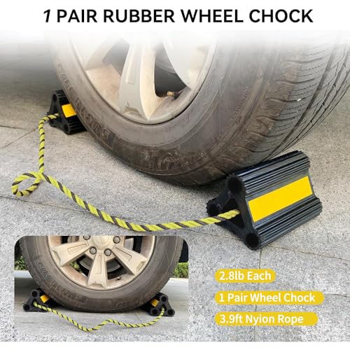 Vacallity Wheel Chocks for RV Trailer Car Truck, Upgrade Rubber Wheel Chocks with Rope Easy to Use,Camper Travel Chock Blocks Wheel Immobilizers & Chocks (6.2" 1pair) - size: 6.2" 1pair