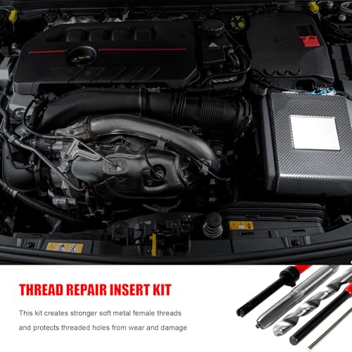 30 PCS M6 x 1.0mm Thread Repair Insert Kit, Stainless Steel Metric Thread Insert Break Off Tools with Drill Bit, Portable Thread Repair Kit Compatible Hand Tool for Car Repairing