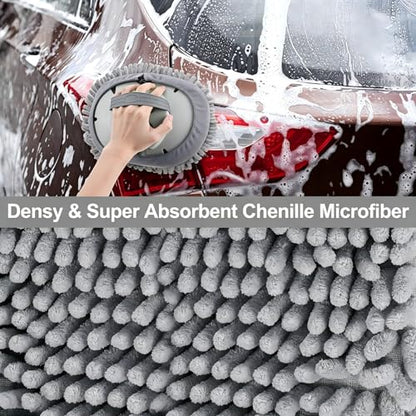 12Pcs Car Wash Kit, 62'' Car Wash Brush with Long Handle Microfiber Carwash Brush Mop Mitt Kit Car Car Washing Supplies Cleaning Kit for Cars RV SUV Truck Boat - color: Gray