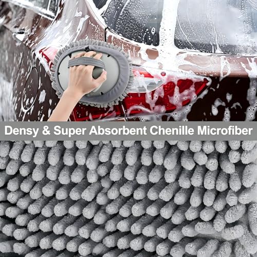 12Pcs Car Wash Kit, 62'' Car Wash Brush with Long Handle Microfiber Carwash Brush Mop Mitt Kit Car Car Washing Supplies Cleaning Kit for Cars RV SUV Truck Boat - color: Gray