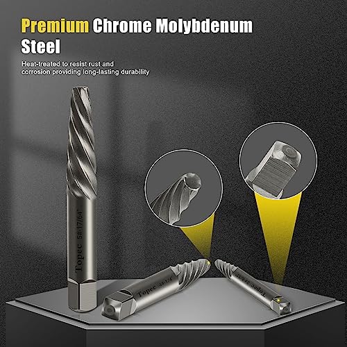 TOPEC Damaged Screw Extractor Set, 7 Piece Easy Out Bolt Extractor for Easily Remove Broken Bolts, Stripped Screws, Studs - Gifts for Men - size: 7 Piece