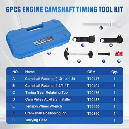 GOOACC Engine Timing Tool Kit, 6PCS Camshaft and Crankshaft Timing Tool Set for VAG EA211 1.0L 1.2L 1.4L 1.6L FSI TSI TFSI, Timing Belt Tool Fit for VW Audi A3 Golf VII Jetta Skoda Octavia Seat Leon - size: 6PCS Kit