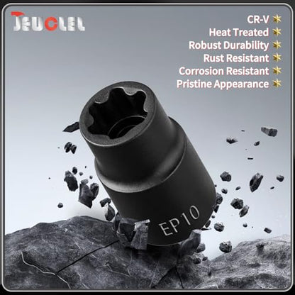 EP Socket EP10, 6 Point 3/8” Dr Female External E-Torx Plus Socket | EP Socket, Female External, E-Torx Plus Socket, External, Cr-V Steel, High Deformation Prevention - size: EP10