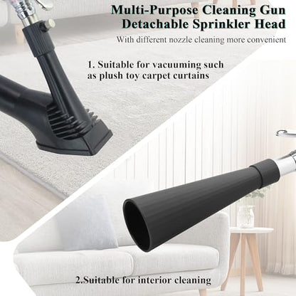 GOCCIDA 2IN1 Tornado Car Cleaning Gun & Vacunm Gun with Ergonomic Grip | Multifunctional Car Cleaning Kit with Metal Nozzle,Extractor Vacuum Set Quickly Blasts Dirt and Dust from Surface with Air - color: silver