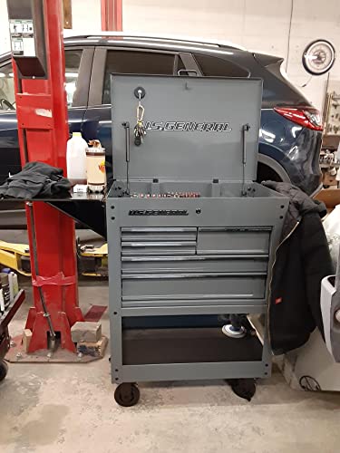 Storage Tool Cabinet 5 Drawer Rolling Mechanic's Cart, Gray (Slate) with Large Top Compartment