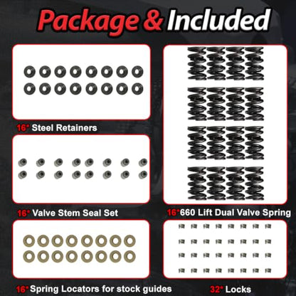 Gen III/IV LS 660" Dual Valve Spring Platinum Kit with Retainers | Fit For LS1 LS2 LS3 LS4 LS6 L76 L92 L99 L33 LSA LQ4 LQ9 5.3L 5.7L 6.0L 6.2L OE#SK001 - color: For GM 5.3L 5.7L 6.0L 6.2L
