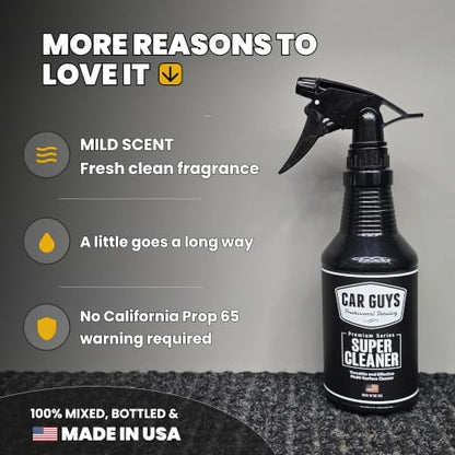 CAR GUYS Interior Car Cleaner for Tough Stains | Stain Remover for Car Seats, Carpet, Upholstery, & Leather | 18 Oz Kit with Microfiber Towel - size: 18 Oz Kit (w/ Towel)