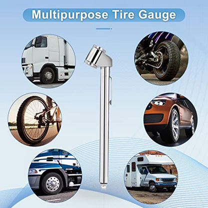Pencil Tire Pressure Gauge 2 Pack, 10-120PSI Dual Head Air Gauge Tire Pressure Heavy Duty Tire Valve Gauge for Truck Car RV ATV Motorcycle