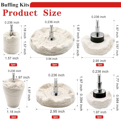 Tnisesm 10-Piece Buffing Wheel Kit for Drill with 3 Polishing Compound Bars & Protective Gloves, Multi-Shape Polishing Pad Set for Metal, Aluminum, Stainless Steel, Wood, Plastic, Ceramic