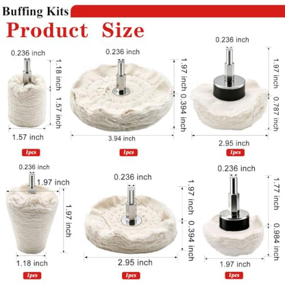 Tnisesm 10-Piece Buffing Wheel Kit for Drill with 3 Polishing Compound Bars & Protective Gloves, Multi-Shape Polishing Pad Set for Metal, Aluminum, Stainless Steel, Wood, Plastic, Ceramic