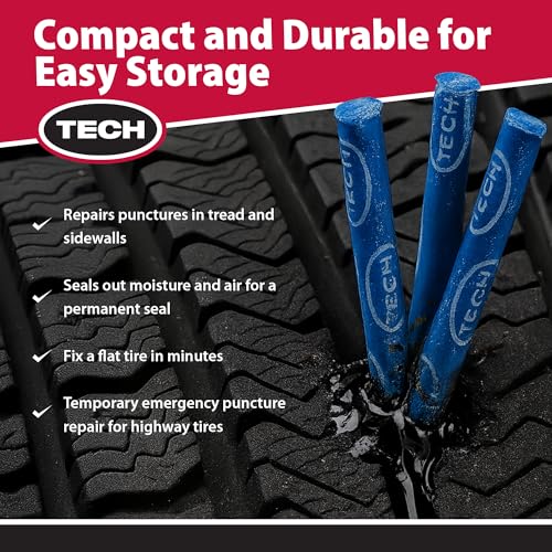 TECH Permacure Tire Repair Refill Kit - The Ideal Size Tire Repairs and Tools for Passenger Cars, Light Trucks, SUVs, Trailers, ATVs, Golf Carts, Farm Equipment and More (8 Repairs, No Tools)