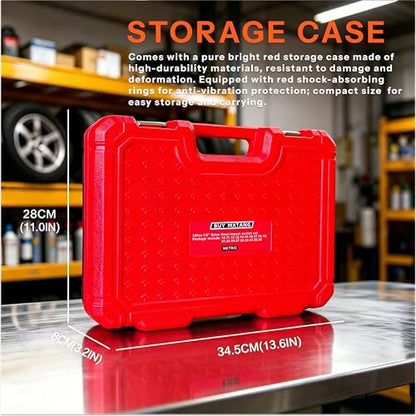 19pcs 1/2" Metric Impact Socket,10mm to 36mm Large Socket Set,6 Point Deep Sockets,1/2 Inches Drive Impact Socket Set Storage Case - size: 1/2 19PCS Socket Set Metric