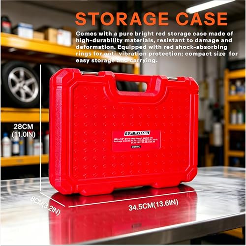 19pcs 1/2" Metric Impact Socket,10mm to 36mm Large Socket Set,6 Point Deep Sockets,1/2 Inches Drive Impact Socket Set Storage Case - size: 1/2 19PCS Socket Set Metric