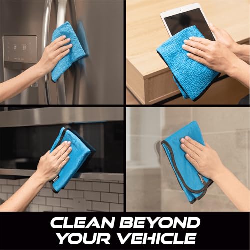 VIKING Glass Microfiber Cleaning Cloth for Car and Home 2 Pack, Glass Towels for Mirror, and Picture Frames, and Car Detailing Kit, 16 inch x 16 inch, Blue - size: 2 Pack