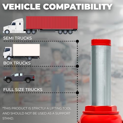 XtremepowerUS 32-Ton Hydraulic Bottle Jack Low Profile Automotive Shop Lift Truck Bus Car RV Auto, Red - size: 32 Ton
