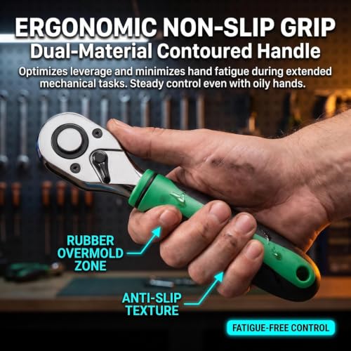 72-Tooth Drive Ratchet Wrench for Socket Set, Reversible Chrome Vanadium Steel Socket Wrench for Auto Repair, Quick-Release Ergonomic Hand Tool(9.5mm) - color: 9.5mm