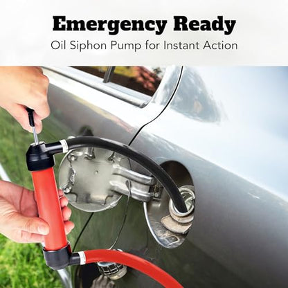 Vila Multi-use Manual Fuel Transfer Pump Kit - Portable Water & Gas Siphon, 15" Siphon Hose, Liquid Transfer for Automotive, Rain Barrels & Water Gardens