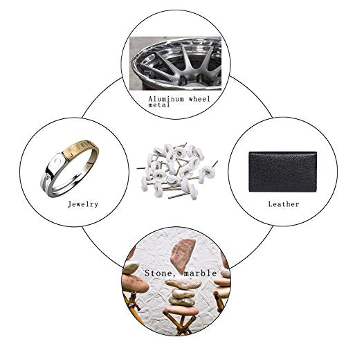 Little Buffer Wheels Buffing and Polishing Wheel for Rotary Drill Tools White,3mm Mandrel 20 Pieces
