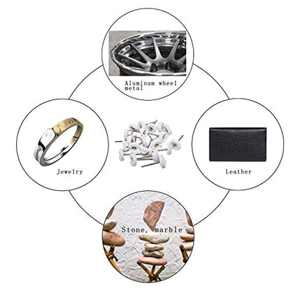 Little Buffer Wheels Buffing and Polishing Wheel for Rotary Drill Tools White,3mm Mandrel 20 Pieces