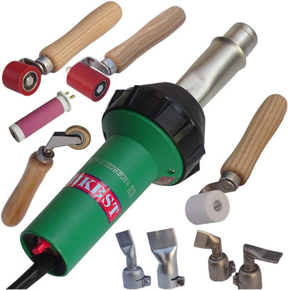 Hot Air Plastic Welder,1600W TPO Welder Kit With 4 Welding Nozzles,4 Pressure Seam Rollers, Professional Heat Gun for Vinyl PVC TPO & Shrink Wrapping, Essential Plastic Repair Welder Kit - size: 220V