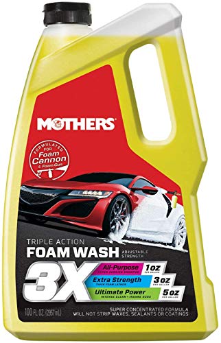 Mothers Triple Action Foam Wash, 100 oz. (05610) | pH Balanced, Eco-Friendly, Super-Sudsy, Foam Cannon, Won't Stripping Wax, Sealant or Coating, Super Concentrated - size: 100 Fl Oz (Pack of 1)