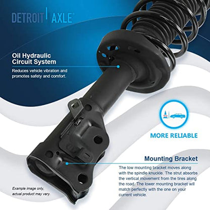 Detroit Axle - 4pc Struts Shock Absorbers Kit for 13-15 Honda Civic, 2 Front Struts w/Coil Spring 2 Rear Shocks Absorbers 2013 2014 2015 Replacement Suspension - size: 4AQ47093/Shock Kit