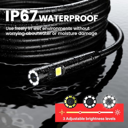 Endoscope Camera with Light: 5" 1080P HD Dual-Lens Inspection Borescope Camera for Sewer - 16.4ft Waterproof Industrial Endoscope - Flexible Snake Bore Scope for Plumbing Automotive