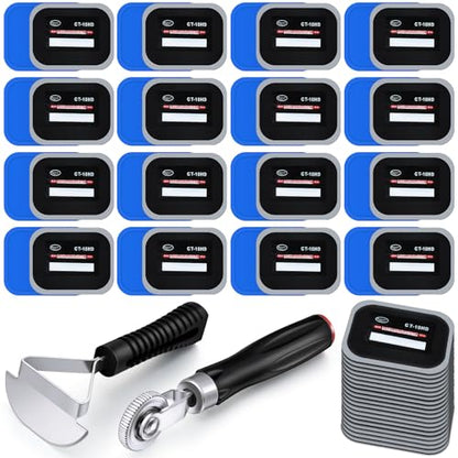Pushglossy 22 Pieces Tire Repair Patch Tool Kit Including 2.56 x 3.15 Inch Square Rubber Tire Patches, Tire Patch Roller and Inner Liner Scraper for Auto Car Truck Motorcycle Bike Tire Repair Tool