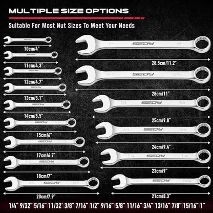 30-Piece Combination Wrench Set - Open End Wrench Set with Organizer Professional 12 Point Wrench Kit Tool for Mechanic Garages Workshops 1/4'' to 1'' & 8-22mm - style: 30-Piece Combination (SAE & Metric)
