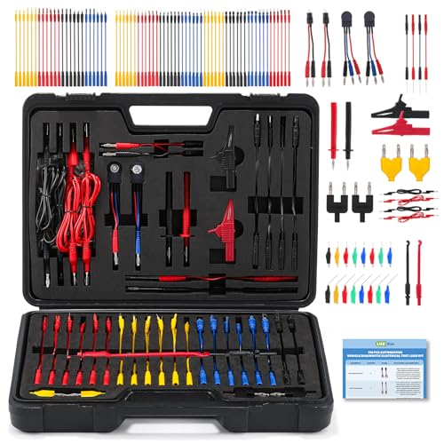 110-PCS Automotive Multimeter Test Leads Kit with Alligator Clips, Banana Plugs & Probes – Professional Circuit Diagnostic Tool for Cars, Trucks, RV (110-PCS)