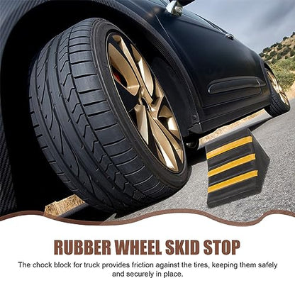 Happyyami Car Automotive Wheel -skid Blocks Oil Changing Ramps Tyre Saver Stoppers Vehicle Wheel Chocks Wheel Chocks for Travel Trailers Chock Block for Truck Heavy Wheel Rubber Tire