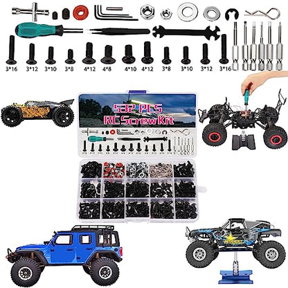 RC Car Repair Work Stand 532 PCS RC Repair Tool Screws Set Kit 360 Degree Rotation RC Repair Station Screwdrivers Screws Pallet Kit for 1/8 1/10 1/12 1/16 1/18 RC Crawler Truck Buggy Tool Set - color: Blue