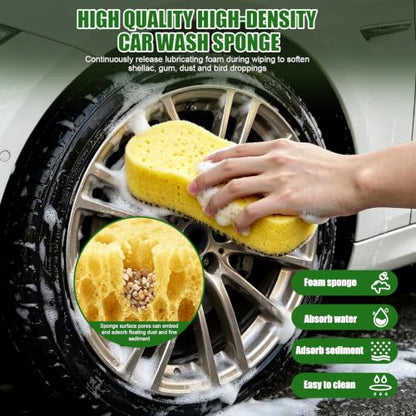 6PCS Microfiber Car Wash Mitt - Car Wash Gloves Kit with Microfiber Cleaning Cloth and Car Wash Sponge for Car Washing, Trucks, SUVs, Motorcycles Cleaning Detailing Polish - color: Greyish-green