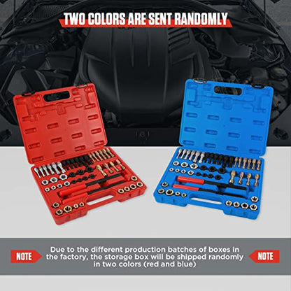 Thread Chaser Set 48PCS Thread Repair Tool Kit UNC/UNF/Metric Thread Chaser Rethreading Kit Anti-rust Thread Restorer Kit with 24 Dies, 22 Taps and 2 Thread Files with Detachable Cap, Tap And Die Set