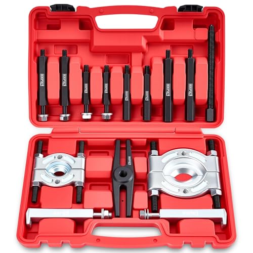 KOOPOOL Bearing Puller and Splitter Kit, Separator and Puller Set, Pinion Bearing Puller and Wheel Removal Tool, 5 Ton Capacity Bearing Separator with 2’’ and 3’’ Bearing Separator Jaws, 14Pcs - color: RED