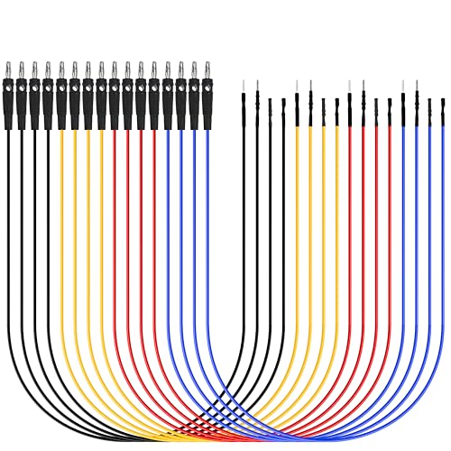 4mm Stackable Banana Plug Jumper Wires, 16PCS Male to Female Test Leads with 4 Connector Types, Automotive Circuit Test & Electrical Lab Testing Wires for Car Sensor, Multimeter, Breadboard - color: 16pcs-colorful