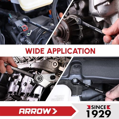 ARROW 12PCS Metric Ratcheting Wrench Set, Anti-Slip 6-18mm Combination Ratchet Wrench Set with Black Magnetic Tool Holder, Premium CRV Material, 72-Teeth, Corrosion-Resistant, Easy to Carry & Store - style: Metric Only