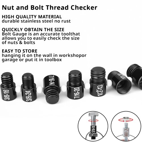Nut and Bolt Thread Checker, Bolt Size Finder, 45 Male/Female Thread Gauges (24 Inch & 21 Metric) Thread Checker Standard and Metric, Bolts and Nut Identifier Gauge - size: 45 Gauges (24 Inch & 21 Metric)